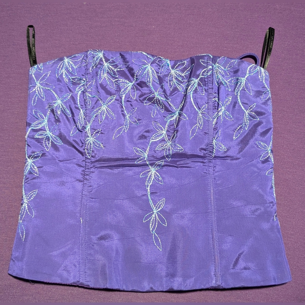VTG Jessica Mcclintock for Gunne Sax Purple Zipper Prom Corset Top Size 3